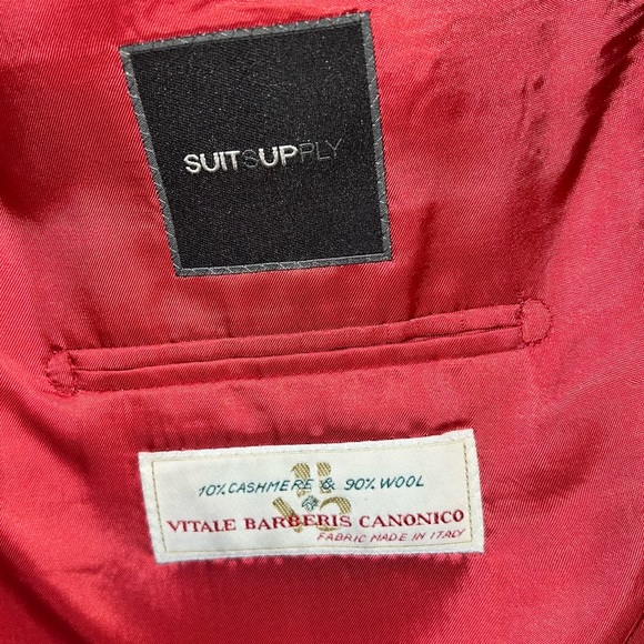 SuitSupply Sienna Charcoal tonal stripe VBC wool cashmere suit jacket 44r - Picture 7 of 11